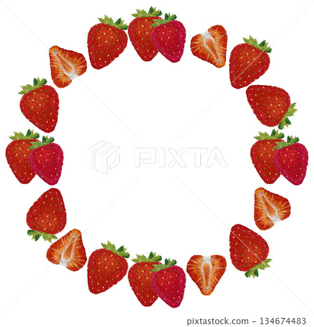 [Strawberry frame] Hand embroidery illustration material 134674483