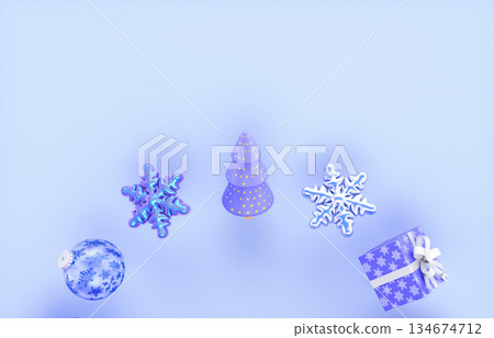 Christmas holiday background with festive decorations and copy space. 3d rendering Christmas holiday background with festive decorations and copy space. 3d rendering 134674712