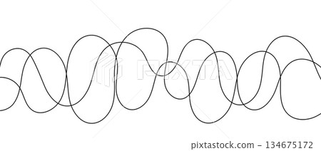 Curved thin and thick lines, chaotic wavy abstract vector drawing on white background Curved thin and thick lines, chaotic wavy abstract vector drawing on white background 134675172