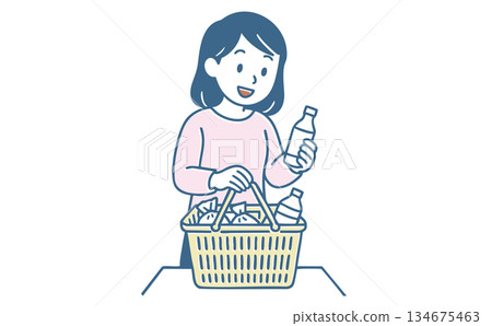 Illustration of a woman shopping 134675463