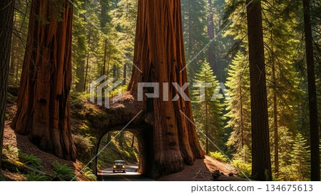 Ancient Forest Hollow Tree Giant 4K AI Ancient Forest Hollow Tree Giant 4K AI 134675613