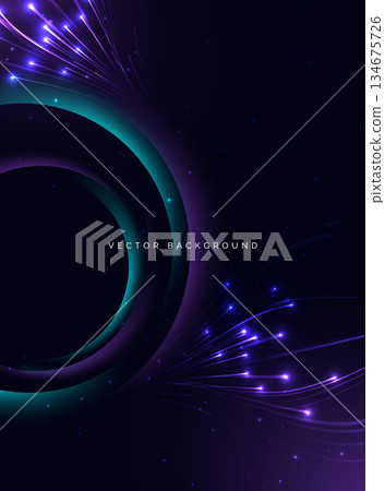 Abstract neon blue and purple circles light glowing particle on dark background. Poster for science concept. 134675726