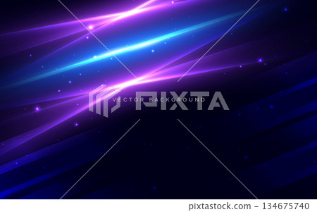 Abstract blue and pink light ray on dark background. 134675740