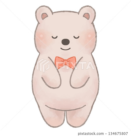 可愛的熊插畫素材－鞠躬姿勢，表示感謝、道歉和讚賞 134675807