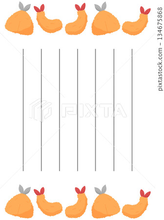 A letter with fried horse mackerel and fried shrimp 134675868