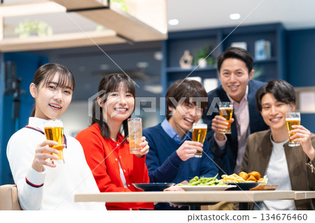 Businessmen having a banquet 134676460