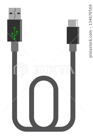 用於資料傳輸和充電的 USB 線示意圖 134676569