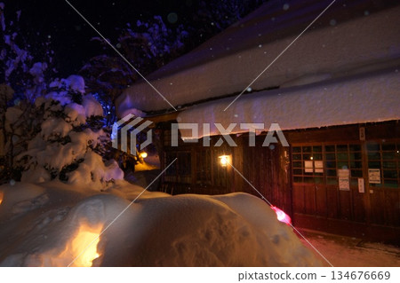 Snow-covered old Japanese house Snow-covered old Japanese house 134676669