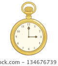 Simple gold pocket watch illustration 134676739