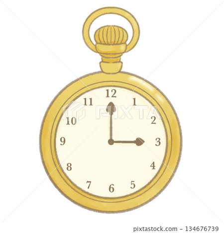 Simple gold pocket watch illustration 134676739