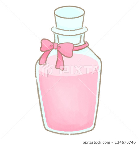 A cute glass bottle with a ribbon 134676740