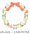 Simple and cute watercolor Christmas wreath 134676744