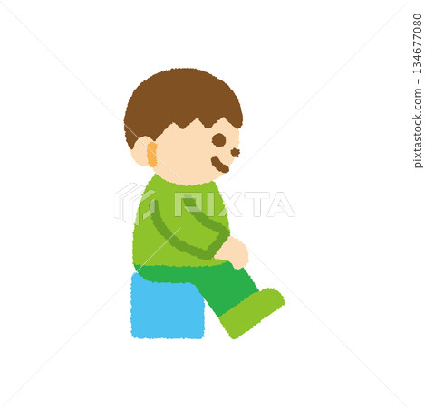 Child sitting boy sideways hand drawn pastel character icon Child sitting boy sideways hand drawn pastel character icon 134677080