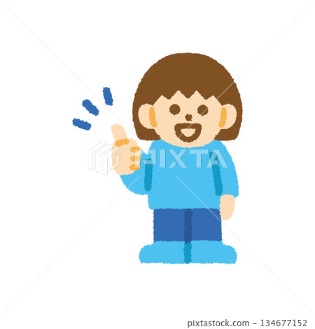 Child Like Girl Front Hand-drawn Pastel Person Icon 134677152