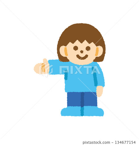 Child, instruction, girl, front, hand-drawn, pastel, character icon Child, instruction, girl, front, hand-drawn, pastel, character icon 134677154