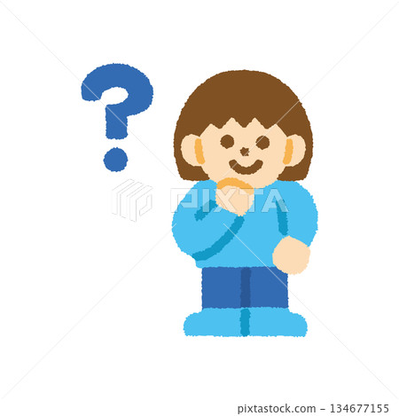 Child thinking girl front hand drawn pastel character icon Child thinking girl front hand drawn pastel character icon 134677155