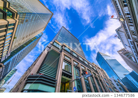Tokyo cityscape, Japan, December 23rd. View of Coredo Muromachi 3, the Nihonbashi 1-chome redevelopment project, Mitsukoshi department store, etc. Towards a new era 134677586