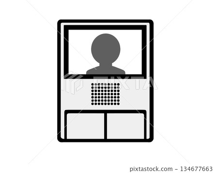Illustration of an intercom with a person on it 134677663