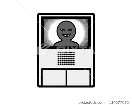 一張對講機的插圖，畫面中的人面容難看。 134677673