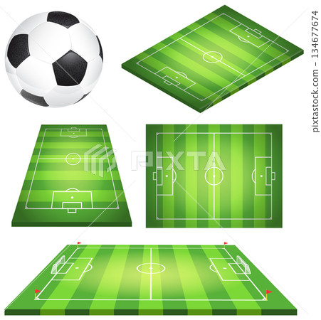 Soccer Football Field and Ball 134677674