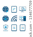 Technology icon set,Flat global connectivity and network technology icon set 134677709