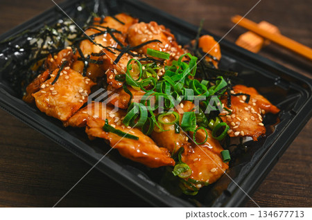 Charcoal grilled yakitori bento Charcoal grilled yakitori bento 134677713