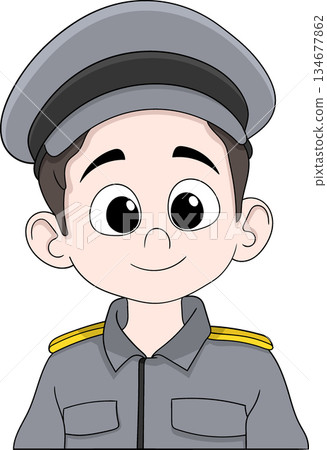 Friendly Police Officer Cartoon Character Flat Illustration 134677862