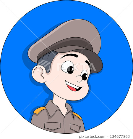 Friendly Police Officer Cartoon Logo Character Illustration 134677863