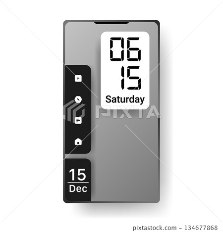Minimal Smartphone Home Screen UI Clock App Design 134677868