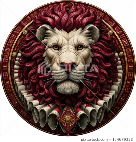 Venice gold and red lion logo isolated on white 134679338