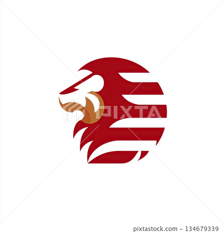 Venice gold and red lion ultra-stylized minimalist logo vector 134679339