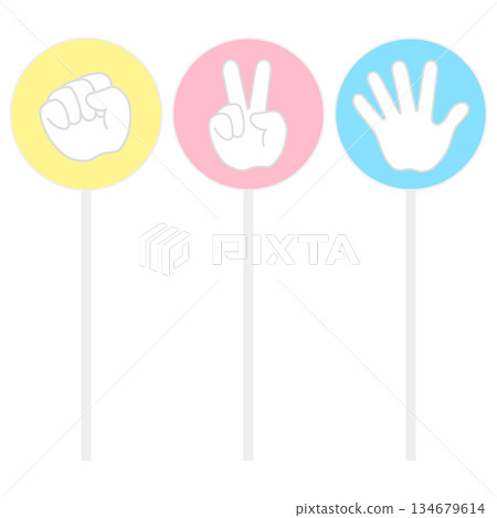 Rock-paper-scissors card illustration set Rock-paper-scissors card illustration set 134679614