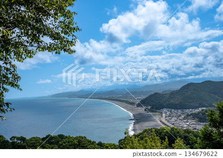 Shichiri Mihama Coast as seen from Matsumoto Pass on the Kumano Kodo trail in Kumano City, Mie Prefecture 134679622