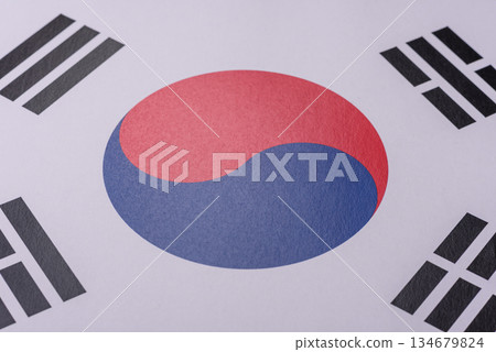 The national flag of South Korea as a symbol of independence. The South Korean flag The national flag of South Korea as a symbol of independence. The South Korean flag 134679824
