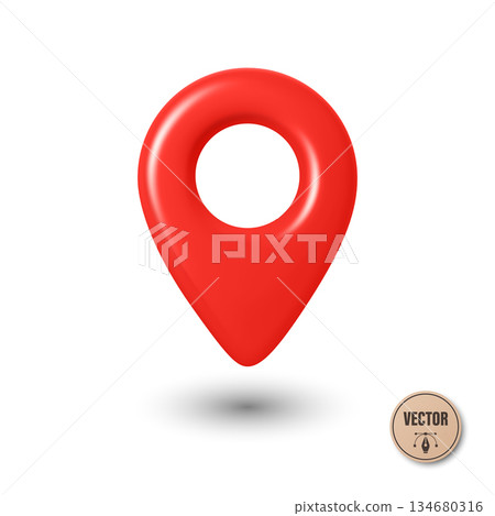 Vector 3d Realistic Red Map Pin Icon. Location Marker with Hole. Map Pin Symbol, Map Pin Badge for GPS, Navigation, Address, Place Pointer Vector 3d Realistic Red Map Pin Icon. Location Marker with Hole. Map Pin Symbol, Map Pin Badge for GPS, Navigation, Address, Place Pointer 134680316