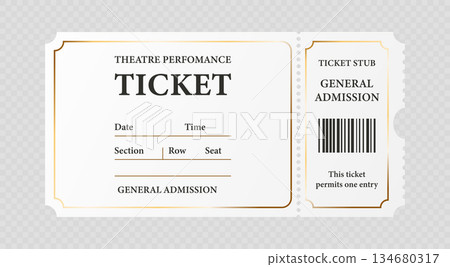 Vector Realistic Paper Event Ticket Template. Retro Cinema or Theater Ticket Template. Movie, Performance, Festival Concept. Admission Pass, Classic Entertainment Vintage Ticket Vector Realistic Paper Event Ticket Template. Retro Cinema or Theater Ticket Template. Movie, Performance, Festival Concept. Admission Pass, Classic Entertainment Vintage Ticket 134680317