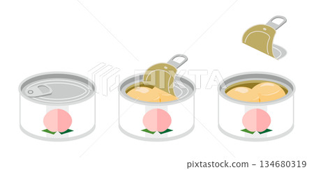 打開一罐白桃（迷你尺寸）的插圖 134680319