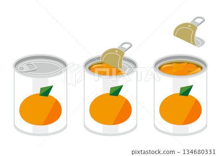 Illustration of opening a can of mandarin oranges without a can opener Illustration of opening a can of mandarin oranges without a can opener 134680331