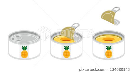 Illustration of how to open a can of sliced pineapple without a can opener (mini size) Illustration of how to open a can of sliced pineapple without a can opener (mini size) 134680343