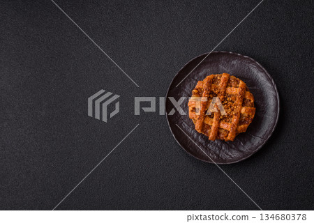 Apple or pumpkin pie or tart is a sweet American autumn treat. American apple pie 134680378