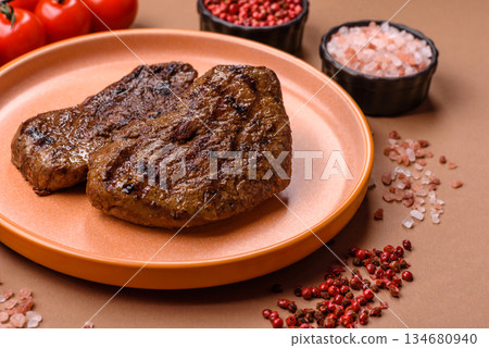 Food, grilled beef steak, roast meat for lunch. Grilled beef steak Food, grilled beef steak, roast meat for lunch. Grilled beef steak 134680940