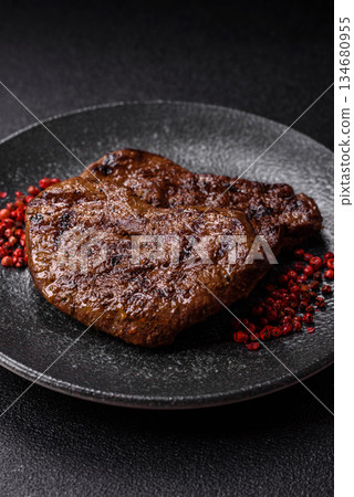 Food, grilled beef steak, roast meat for lunch. Grilled beef steak Food, grilled beef steak, roast meat for lunch. Grilled beef steak 134680955
