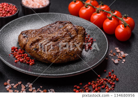 Food, grilled beef steak, roast meat for lunch. Grilled beef steak Food, grilled beef steak, roast meat for lunch. Grilled beef steak 134680956