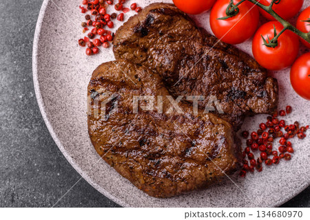 Food, grilled beef steak, roast meat for lunch. Grilled beef steak 134680970