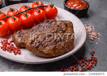 Food, grilled beef steak, roast meat for lunch. Grilled beef steak 134680973