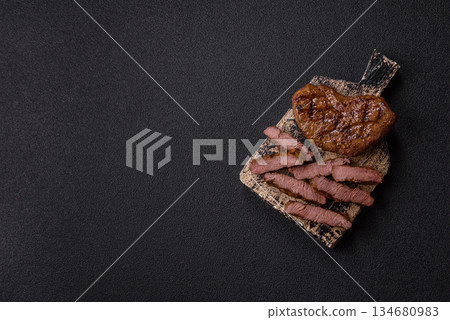 Food, grilled beef steak, roast meat for lunch. Grilled beef steak Food, grilled beef steak, roast meat for lunch. Grilled beef steak 134680983