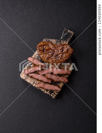 Food, grilled beef steak, roast meat for lunch. Grilled beef steak 134680984