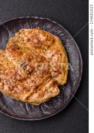 Food, grilled pork steak, roast meat for lunch. Grilled pork steak Food, grilled pork steak, roast meat for lunch. Grilled pork steak 134681025