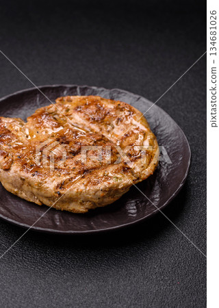 Food, grilled pork steak, roast meat for lunch. Grilled pork steak Food, grilled pork steak, roast meat for lunch. Grilled pork steak 134681026