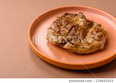 Food, grilled pork steak, roast meat for lunch. Grilled pork steak Food, grilled pork steak, roast meat for lunch. Grilled pork steak 134681033